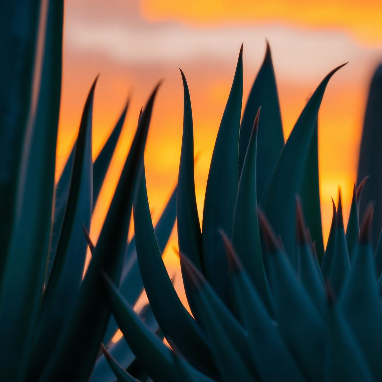 Architectural agave at sunset